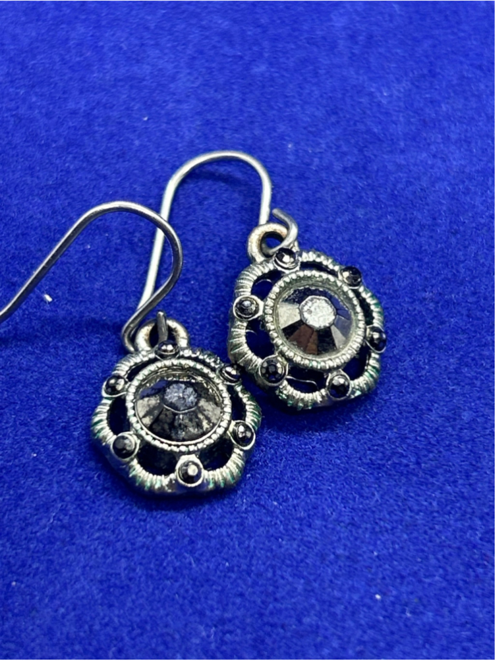 Women's Unbranded Silver and Black Crystal Drop Earrings, One Size
